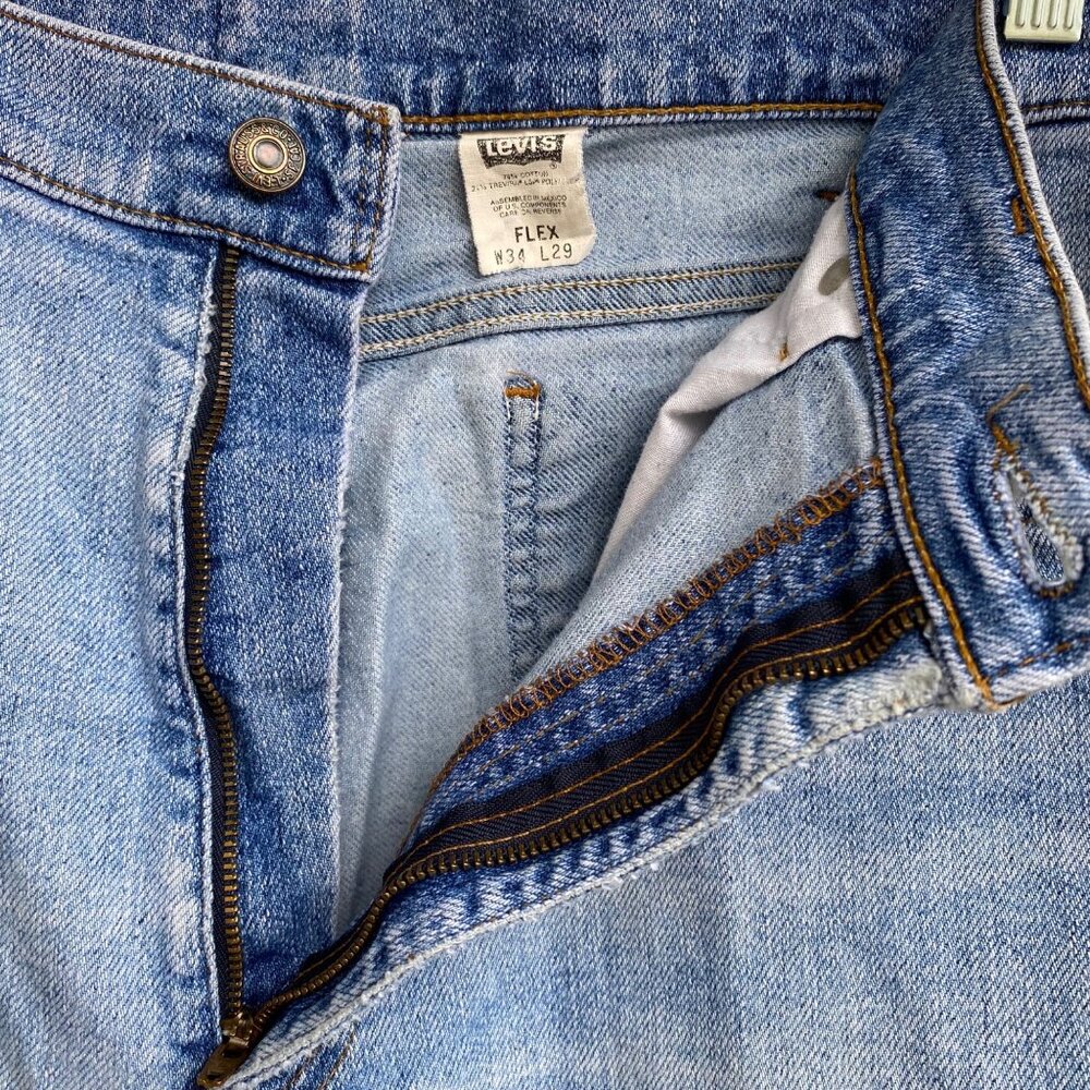 Vintage Levis 530 Flex Jeans Sz 34x29 Trevira Polyester Light Blue RARE Y2K USA - Picture 8 of 13